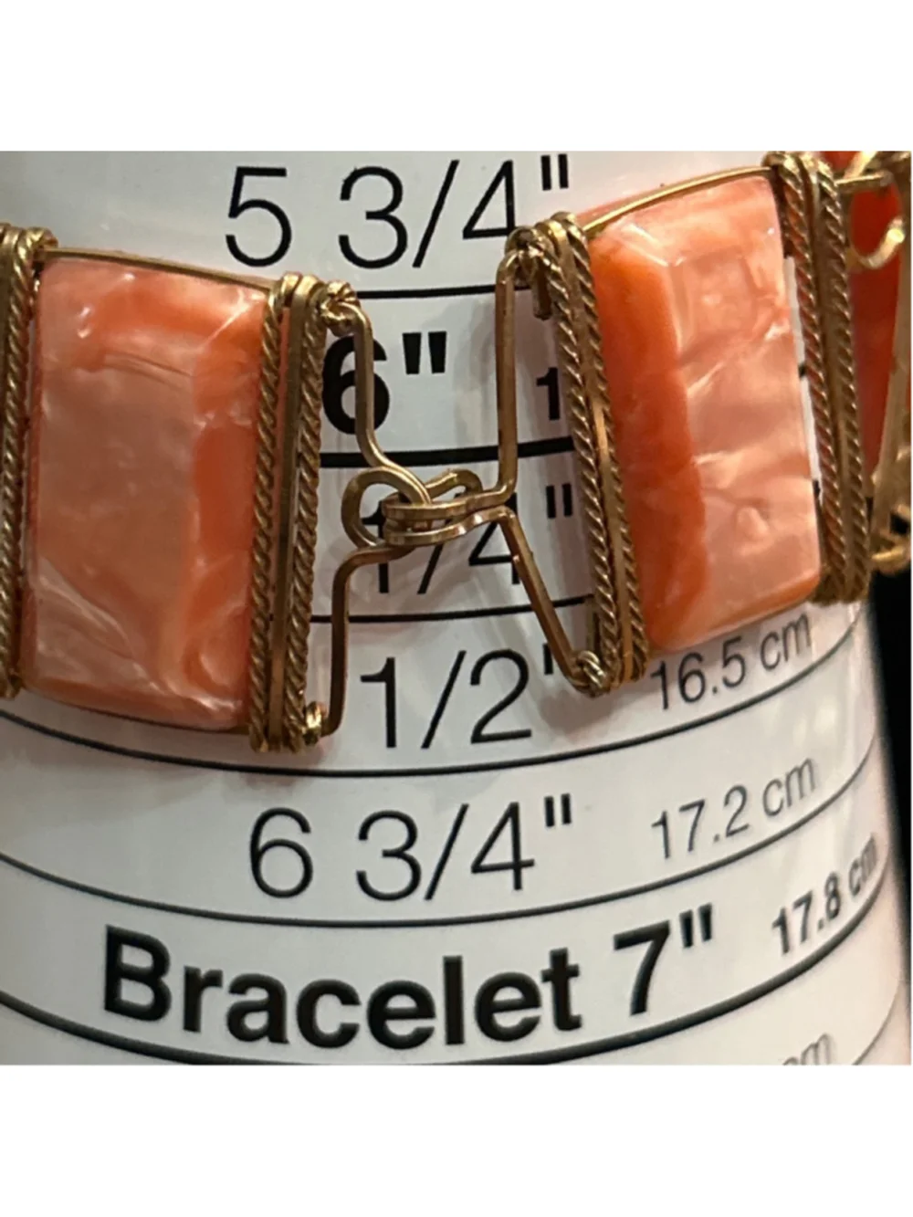 Women’s coral color swirl lucite art deco style vintage circa 50’s era - Picture 2 of 3